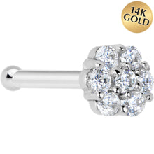 Load image into Gallery viewer, Solid 14K White Gold Clear CZ Flower Nose Bone

