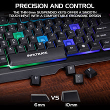 Load image into Gallery viewer, Enhance Infiltrate KL2 Membrane Gaming Keyboard – Multi-Color LED – Metal Build – Quiet Switches
