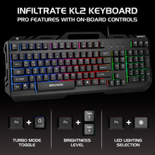 Load image into Gallery viewer, Enhance Infiltrate KL2 Membrane Gaming Keyboard – Multi-Color LED – Metal Build – Quiet Switches
