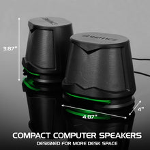 Load image into Gallery viewer, Enhance SB2 USB Powered LED Speakers – Green LED / 10 W Peak
