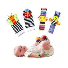 Load image into Gallery viewer, 4 PCS Baby Rattle Toy Set Soft Animal Socks &amp; Wrist Straps for Newborns 0–12 Months Educational Plush Toys
