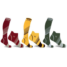 Load image into Gallery viewer, 6-Pairs: Pain Relief Support Everyday Wear Striped Ankle And Knee-High Compression Socks
