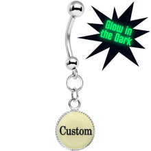 Load image into Gallery viewer, Custom Glow in the Dark Personalized Name Dangle Belly Ring

