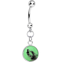 Load image into Gallery viewer, Glow in the Dark Howling Wolf Dangle Belly Ring
