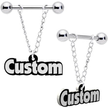Load image into Gallery viewer, Custom Glow in the Dark Chain Personalized Name Dangle Nipple Ring Set
