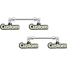 Load image into Gallery viewer, Custom Glow in the Dark Double Personalized Name Dangle Nipple Ring Set
