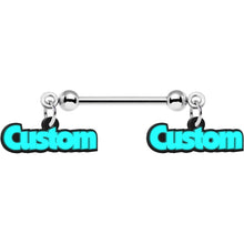 Load image into Gallery viewer, Custom Glow in the Dark Double Personalized Name Dangle Nipple Ring Set

