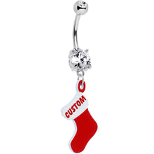 Load image into Gallery viewer, Clear Gem Custom Christmas Stocking Personalized Dangle Belly Ring
