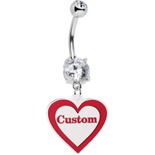 Load image into Gallery viewer, Custom Double Gem Red White Valentines Day Heart Personalized Dangle Belly Ring
