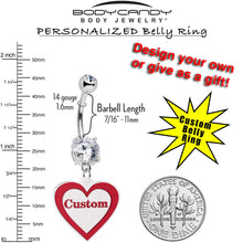 Load image into Gallery viewer, Custom Double Gem Red White Valentines Day Heart Personalized Dangle Belly Ring
