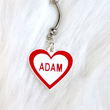 Load image into Gallery viewer, Custom Red White Valentines Day Heart Personalized Dangle Belly Ring
