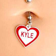 Load image into Gallery viewer, Custom Red White Valentines Day Heart Personalized Dangle Belly Ring
