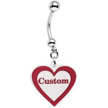 Load image into Gallery viewer, Custom Red White Valentines Day Heart Personalized Dangle Belly Ring
