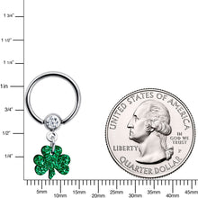 Load image into Gallery viewer, Green Glitter Shamrock Captive Ring
