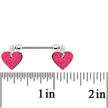 Load image into Gallery viewer, Pink Glitter Heart Nipple Ring Set
