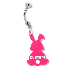 Load image into Gallery viewer, Custom Pink Bunny Rabbit Personalized Dangle Belly Ring

