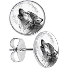 Load image into Gallery viewer, Howling Wolf Stud Earrings
