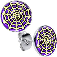 Load image into Gallery viewer, Two Tone Spider Web Stud Earrings by Onyx O
