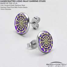 Load image into Gallery viewer, Two Tone Spider Web Stud Earrings by Onyx O
