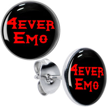Load image into Gallery viewer, Black Red 4 Ever Emo Stud Earrings by Onyx O
