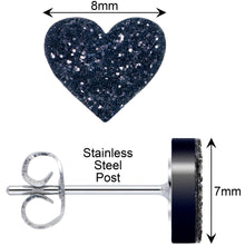 Load image into Gallery viewer, Glitter Heart Stud Earrings - Hypoallergenic
