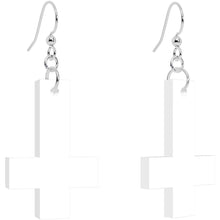 Load image into Gallery viewer, White Inverted Cross Dangle Earrings
