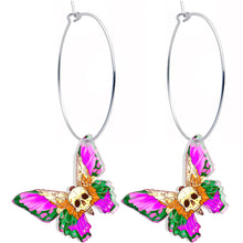 Load image into Gallery viewer, Butterfly Skull Hoop Earrings by Onyx O
