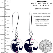 Load image into Gallery viewer, Cute Kitty Cat Yin Yang Dangle Earrings by Onyx O

