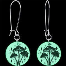 Load image into Gallery viewer, Glow in the Dark Mystic Mushroom Dangle Earrings by Onyx O
