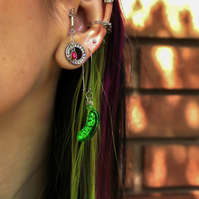 Load image into Gallery viewer, Acrylicious Funky Green Pickle Earrings by Onyx O

