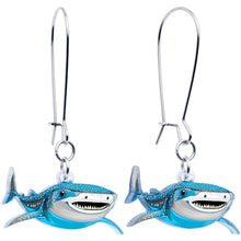 Load image into Gallery viewer, Acrylicious Attack Swimming Shark Dangle  Earrings by Onyx O
