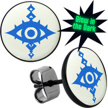 Load image into Gallery viewer, Black Anodized Evil Eye Glow in the Dark Stud Earrings by Onyx O
