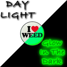 Load image into Gallery viewer, Black Anodized I Love Weed Glow in the Dark Stud Earrings by Onyx O
