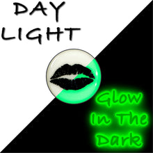 Load image into Gallery viewer, Black Anodized Steel Lipstick Kiss Mark Glow in the Dark Stud Earrings by Onyx O
