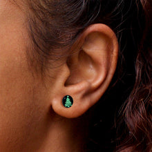 Load image into Gallery viewer, Black Anodized Glow in the Dark Holiday Christmas Tree Stud Earrings by Onyx O
