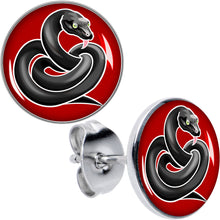 Load image into Gallery viewer, Black Snake Stud Earrings by Onyx O
