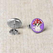 Load image into Gallery viewer, Polka Dot Mushroom Hat Cat Stud Earrings by Onyx O

