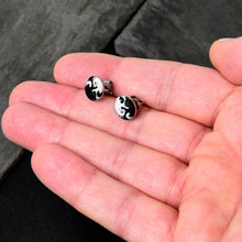 Load image into Gallery viewer, Cute Kitty Cat Yin Yang Stud Earrings by Onyx O

