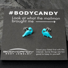 Load image into Gallery viewer, Blue Acrylic Brontosaurus Dinosaur Stud Earrings
