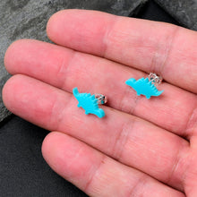 Load image into Gallery viewer, Blue Acrylic Stegosaurus Dinosaur Stud Earrings
