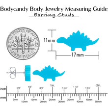 Load image into Gallery viewer, Blue Acrylic Stegosaurus Dinosaur Stud Earrings
