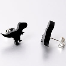 Load image into Gallery viewer, Black Acrylic Tyrannosaurus Rex Dinosaur Stud Earrings
