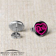 Load image into Gallery viewer, Hollow Heart Doll Word Stud Earrings by Onyx O
