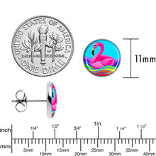 Load image into Gallery viewer, Rainbow Sea Floating Flamingo Stud Earrings by Onyx O
