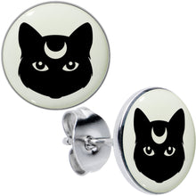Load image into Gallery viewer, Mystic Kitty Cat Glow in the Dark Stud Earrings by Onyx O
