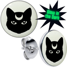 Load image into Gallery viewer, Mystic Kitty Cat Glow in the Dark Stud Earrings by Onyx O
