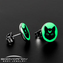 Load image into Gallery viewer, Mystic Kitty Cat Glow in the Dark Stud Earrings by Onyx O
