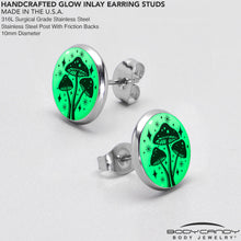 Load image into Gallery viewer, Mystic Mushroom Glow in the Dark Stud Earrings by Onyx O
