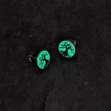 Load image into Gallery viewer, Stainless Steel Tree of Life Glow in the Dark Stud Earrings by Onyx O
