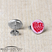 Load image into Gallery viewer, Retro Text Hate You Stud Earrings by Onyx O

